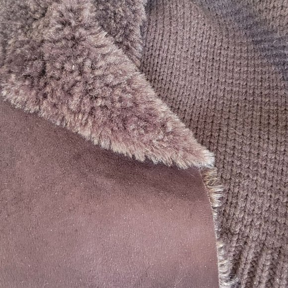 ✨Size M Women's Faux Fur Sweater CHELSEA & THEODORE Brown Shirt cardigan coat✨ - Picture 6 of 7